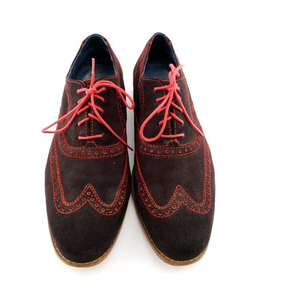 COLE HAAN Nike Air Brown Suede Leather Wingtip Oxfords Shoes 12
